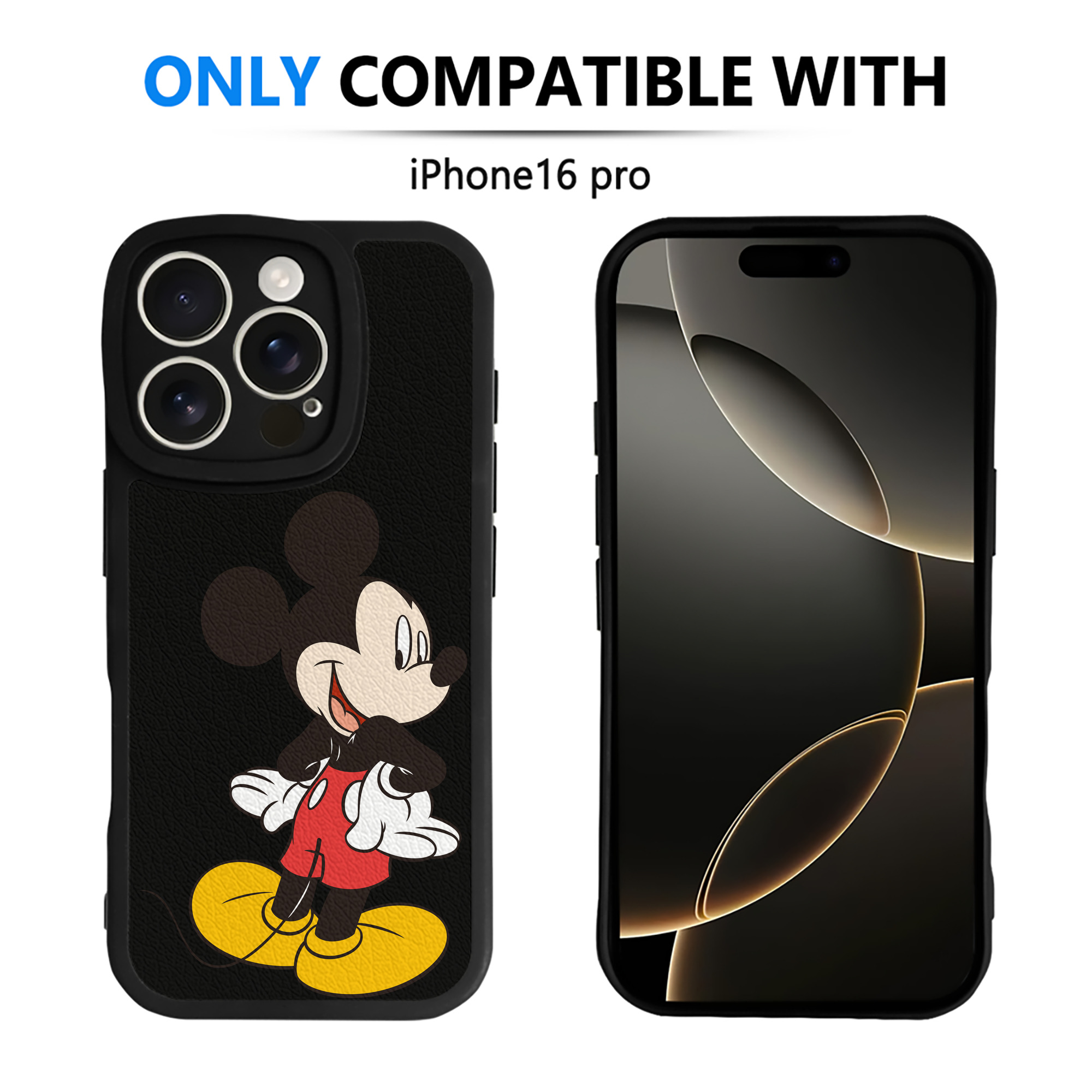（画像用） ミッキーマウス Mickey Mouse 【iPhone 16シリーズ対応】シリコンスマホケース（レザー調） 材質：シリコン